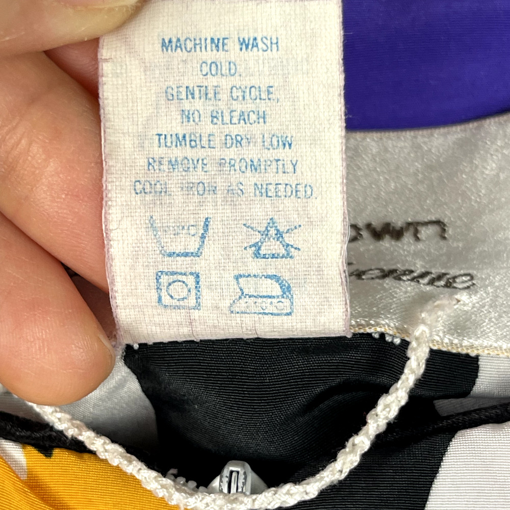 Vintage David Brown Saks Fifth Ave House Dress Womens Large Floral Stripe Artsy - Picture 9 of 16